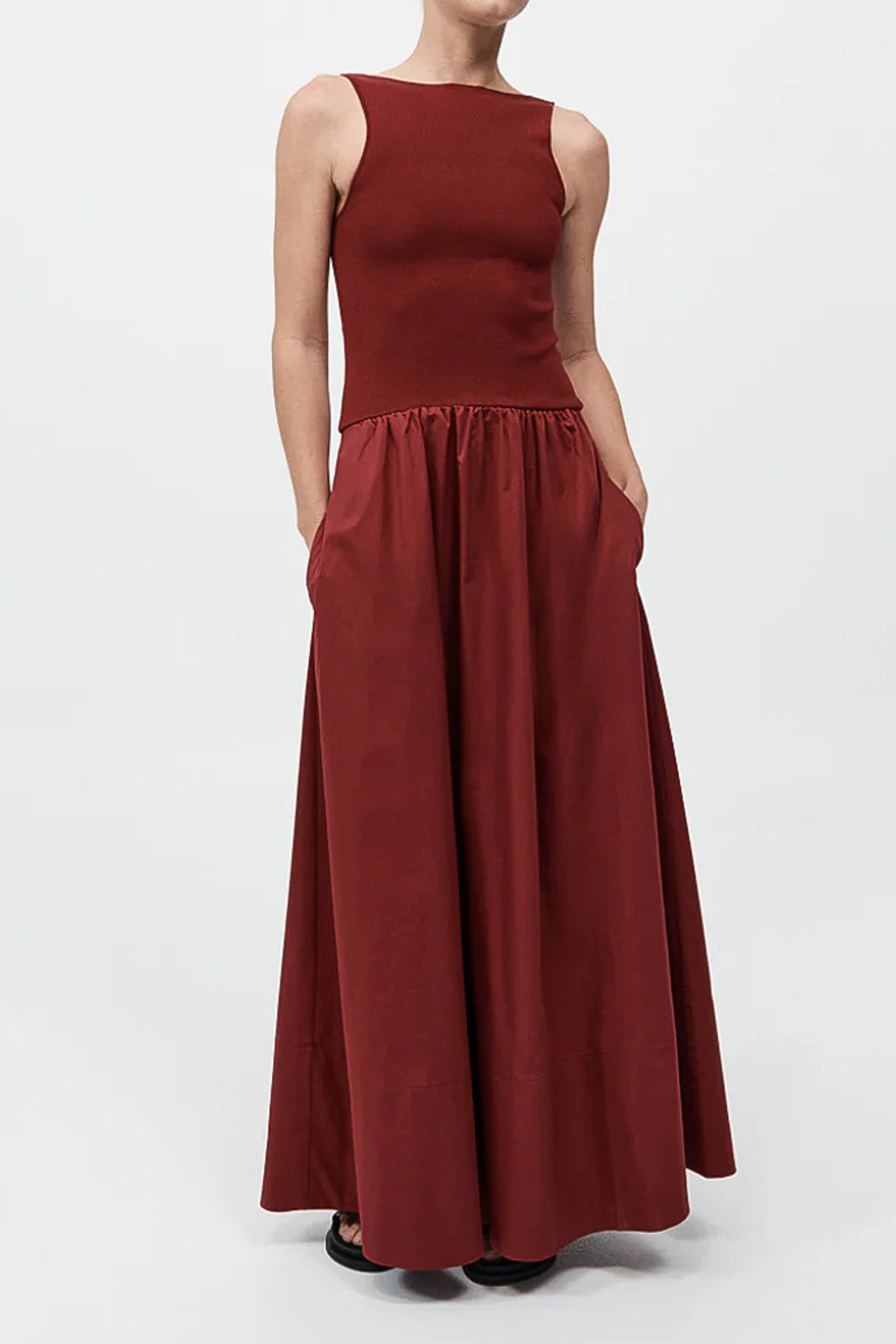 Kleid Bateau in Berry