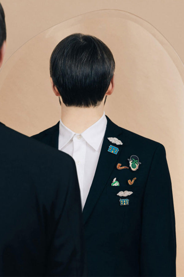 Brosche Maison Volante in Blau