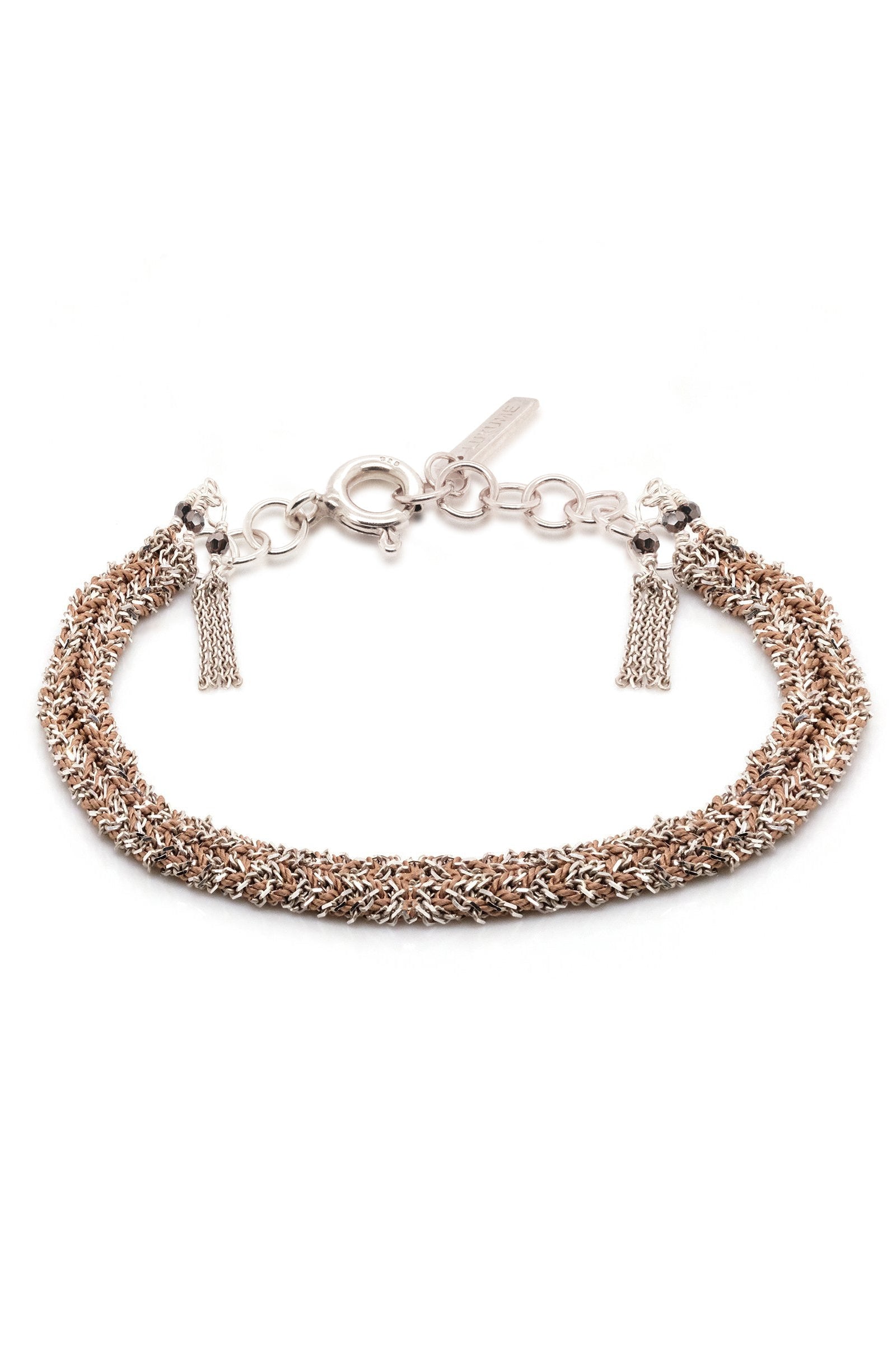 Armband N°183 in Silber/Beige