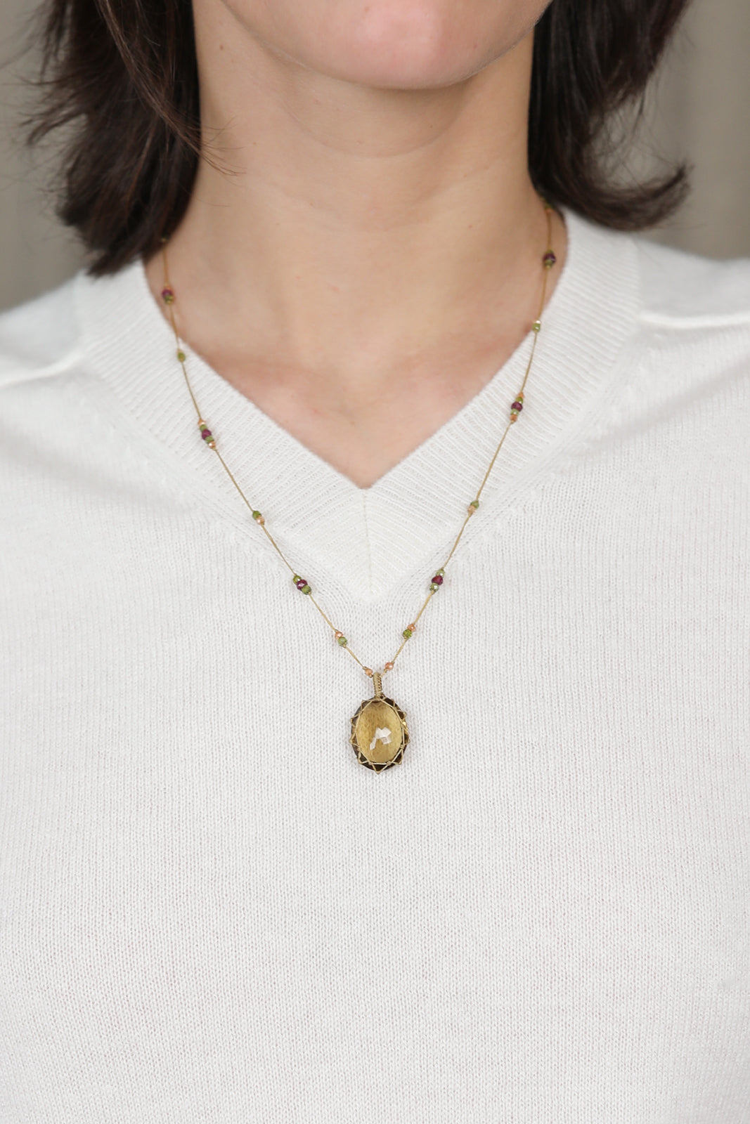 Halskette Tibet in Honey Quartz
