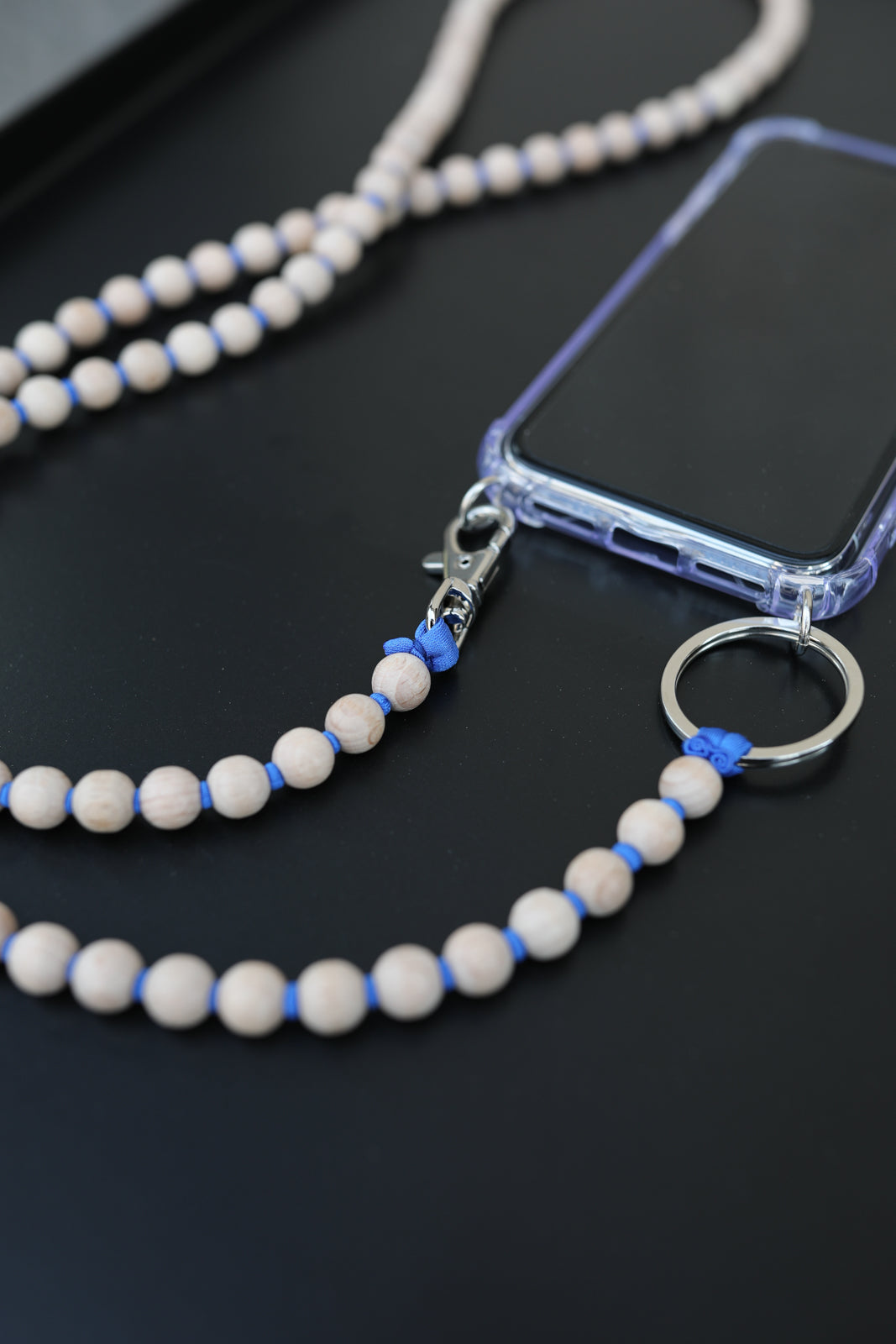 Handy-Kette in Natur/Blau