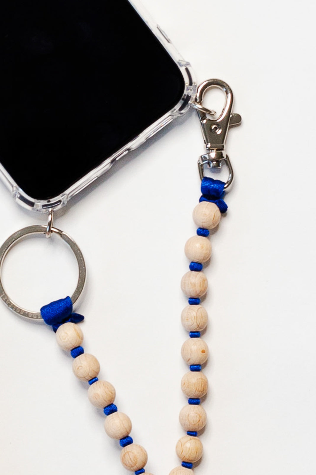 Handy-Kette in Natur/Blau