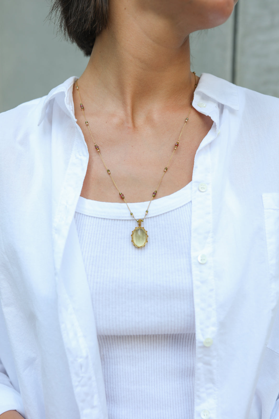 Halskette Tibet in Lemon Topaz