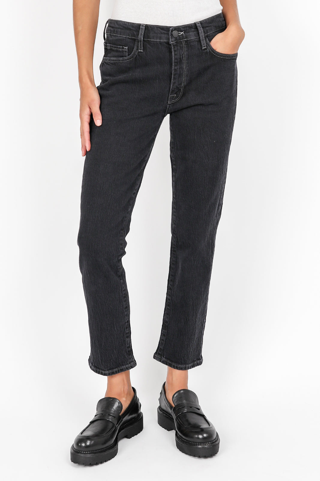 Kate mid-rise jeans in Loved Black