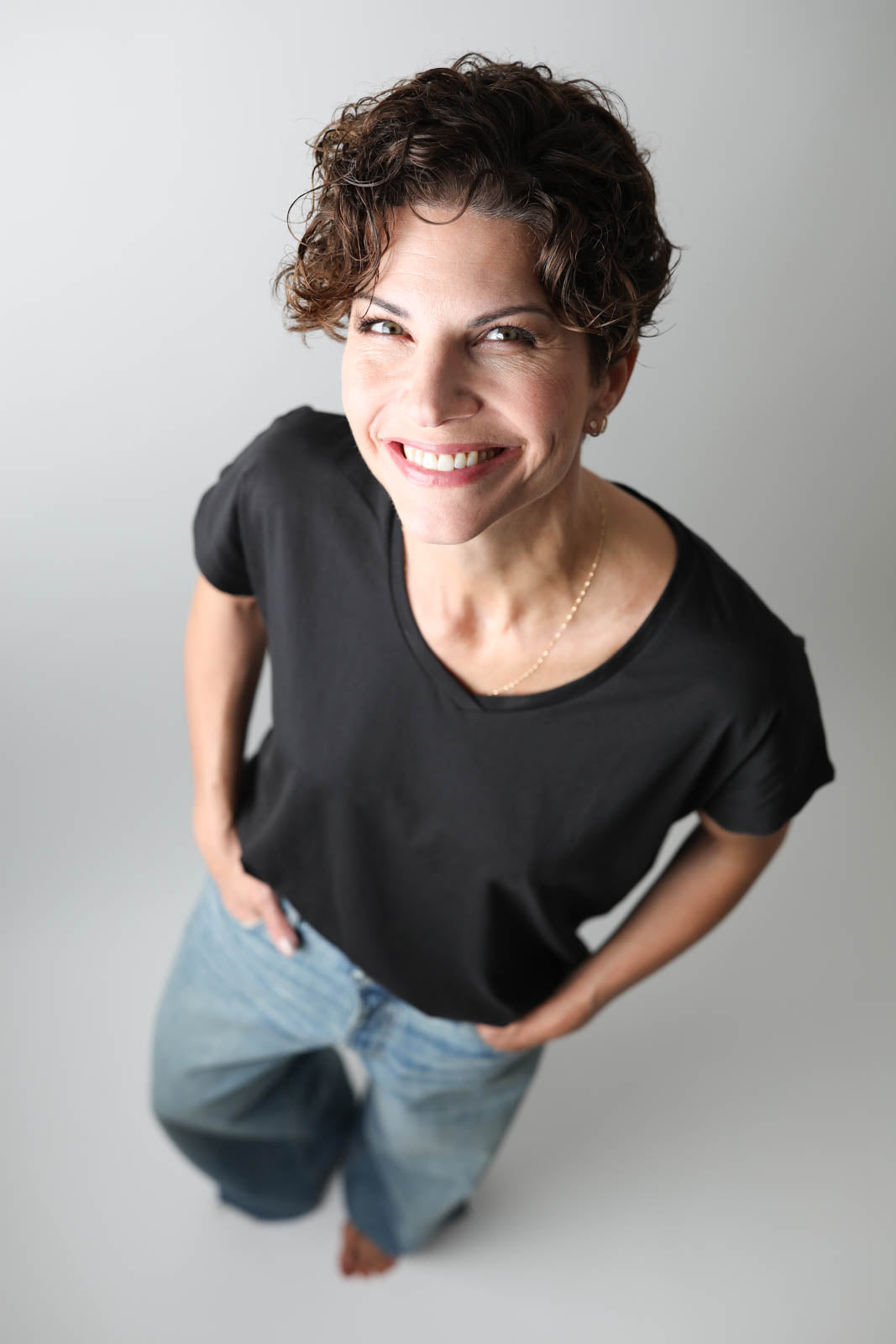 Oversized V-neck T-shirt in black