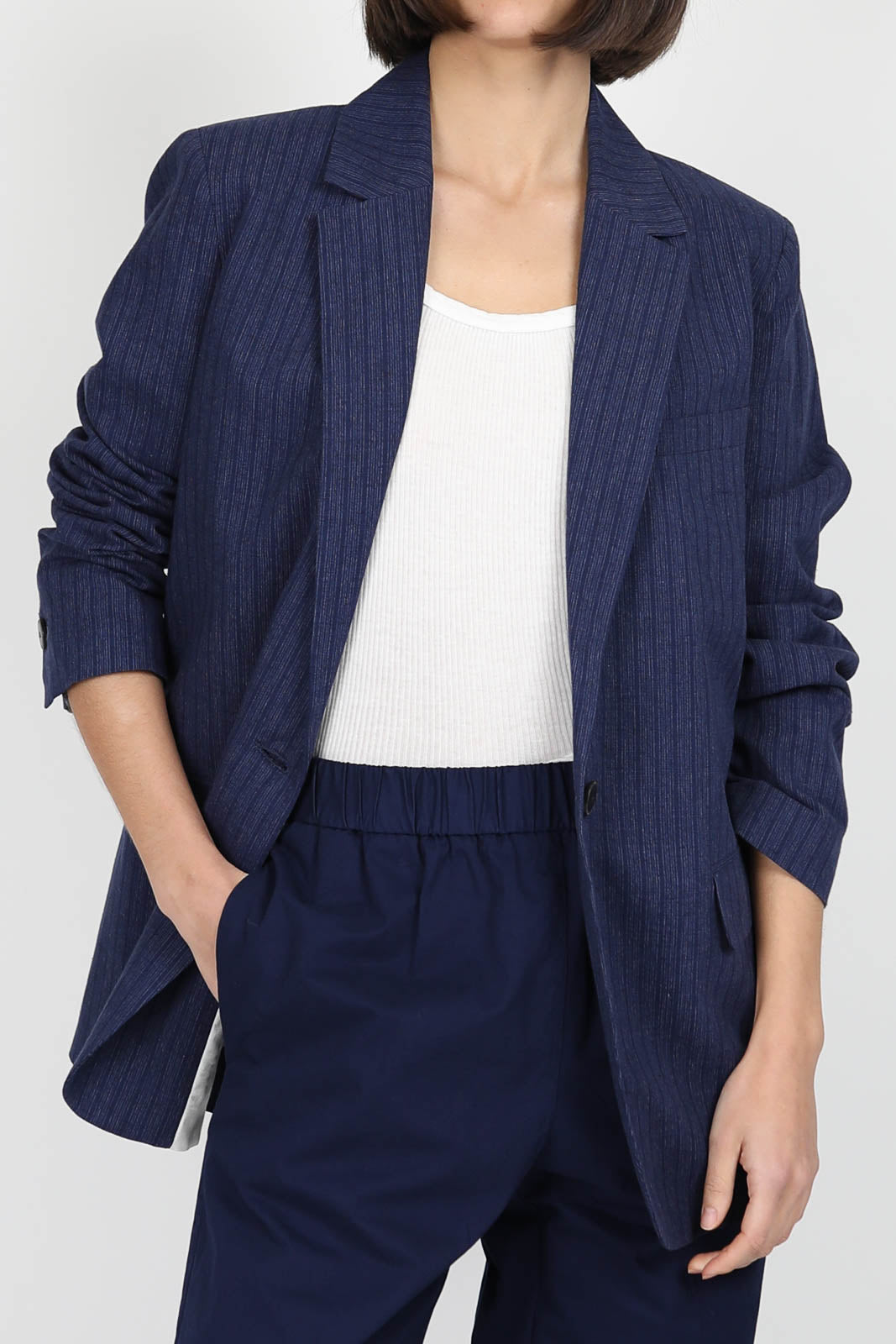 Linen blazer in Indaco