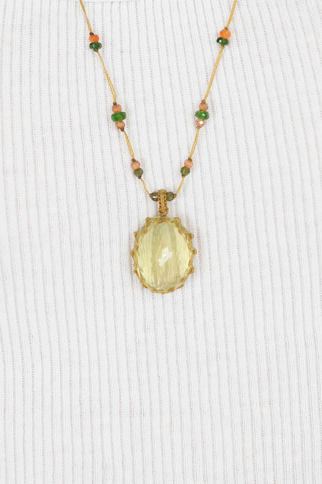 Necklace Tibet long in Lemon Topaze
