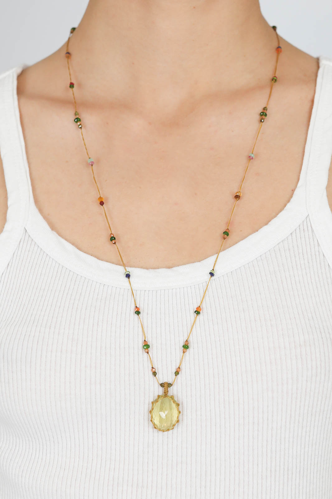 Necklace Tibet long in Lemon Topaze