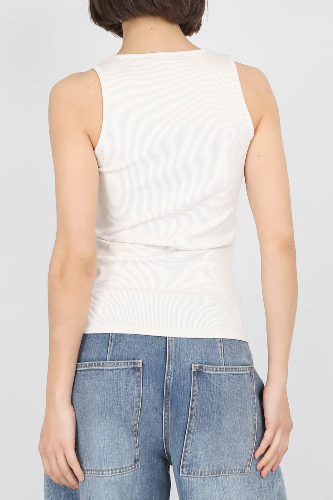 Rib tank top in Ivoire