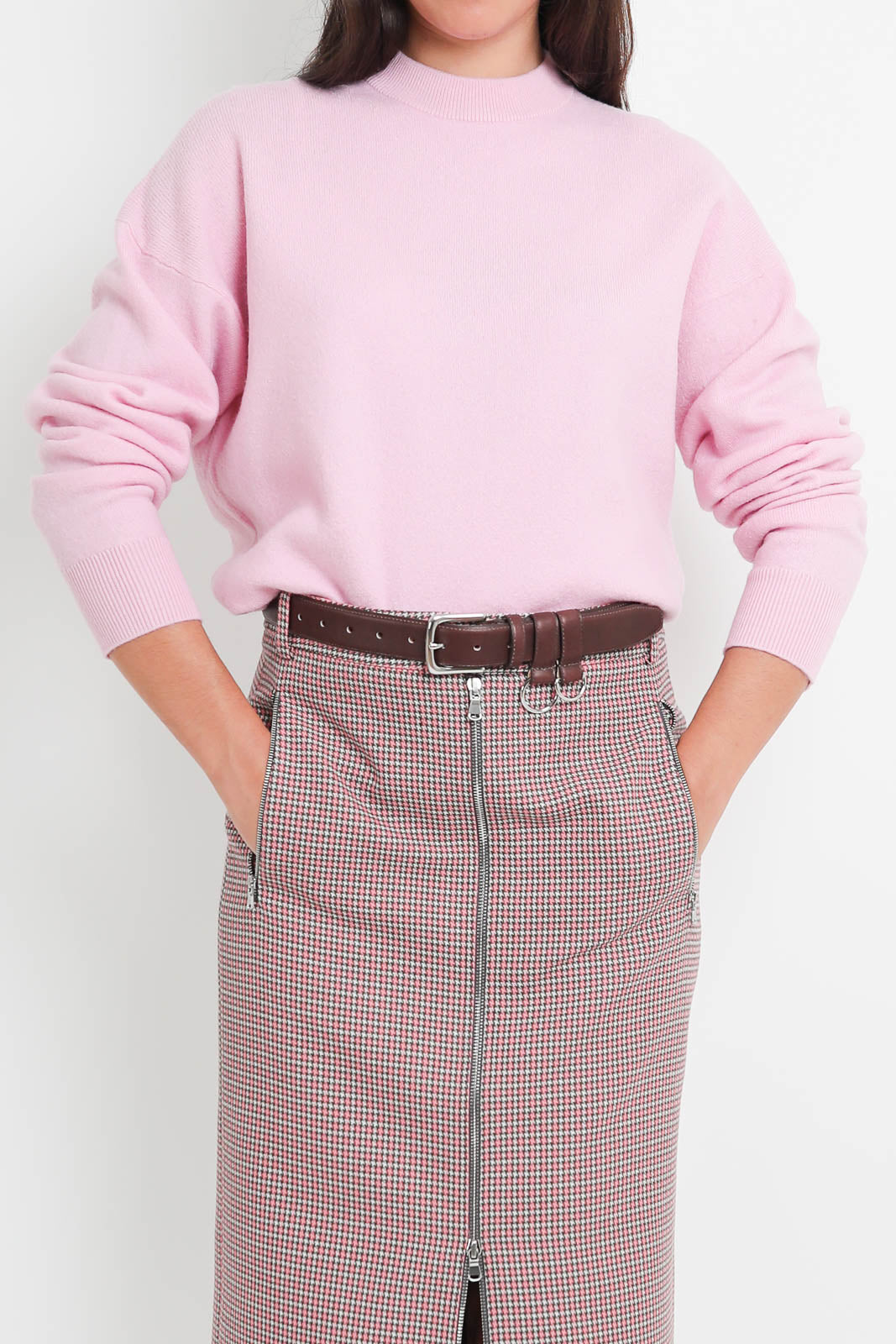 Tibi, Skirt Leon Check in Pink Multi