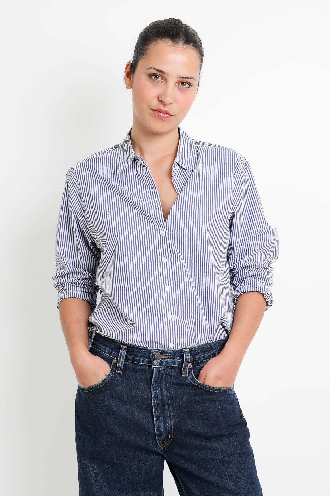 Xirena, Beau blouse with stripes in True Blue