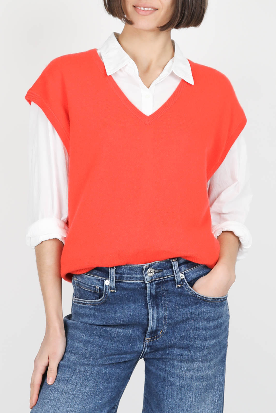 Val cashmere T-shirt in Red Sun