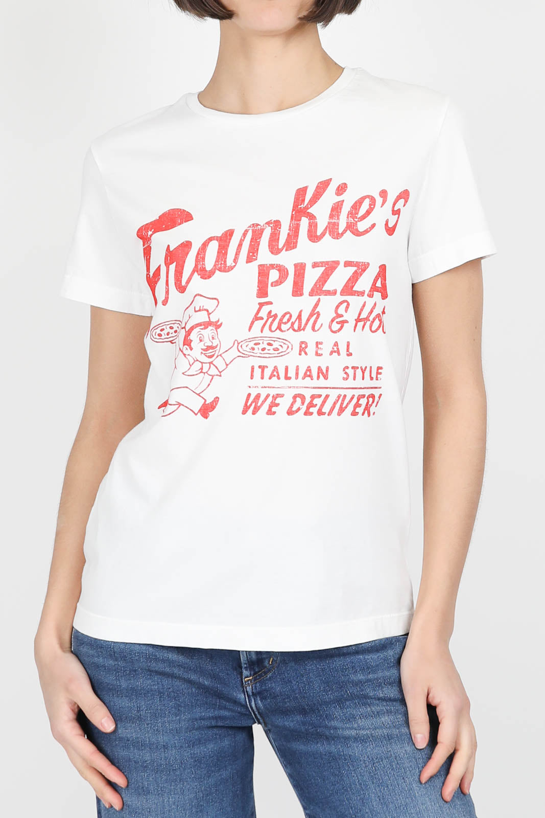 T-shirt Frankie's Pizza in Optic White