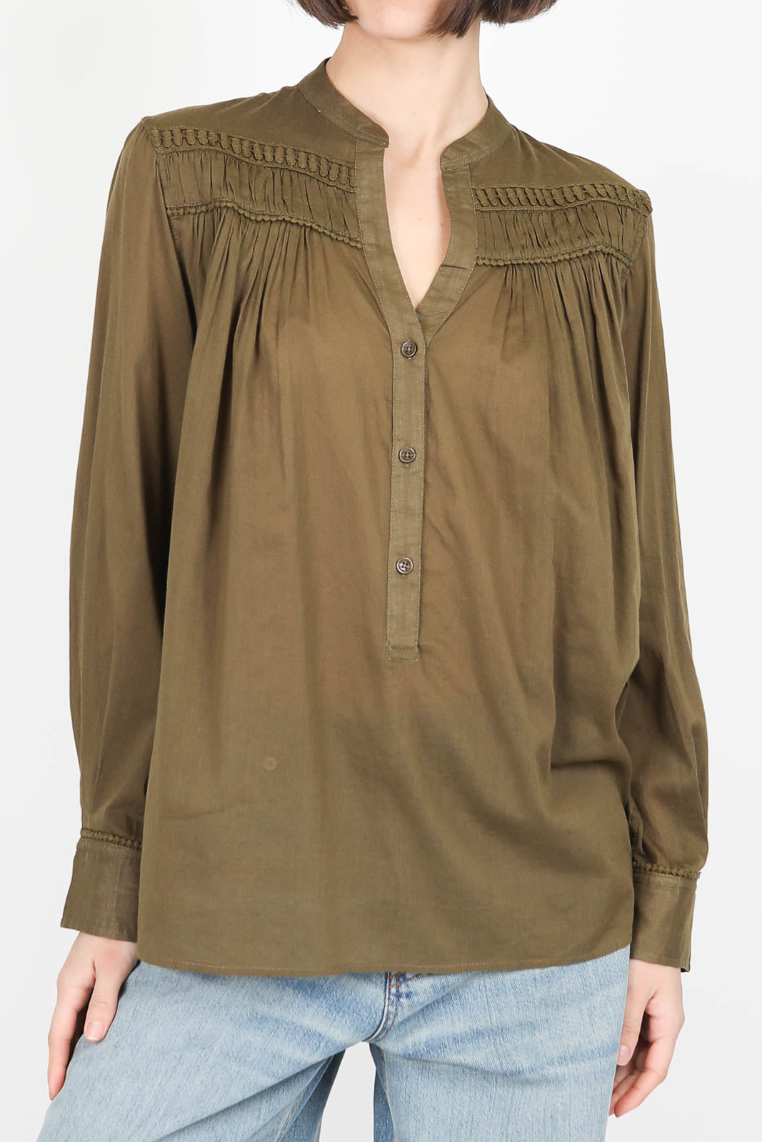 Blouse Clarys Top in Olive Green