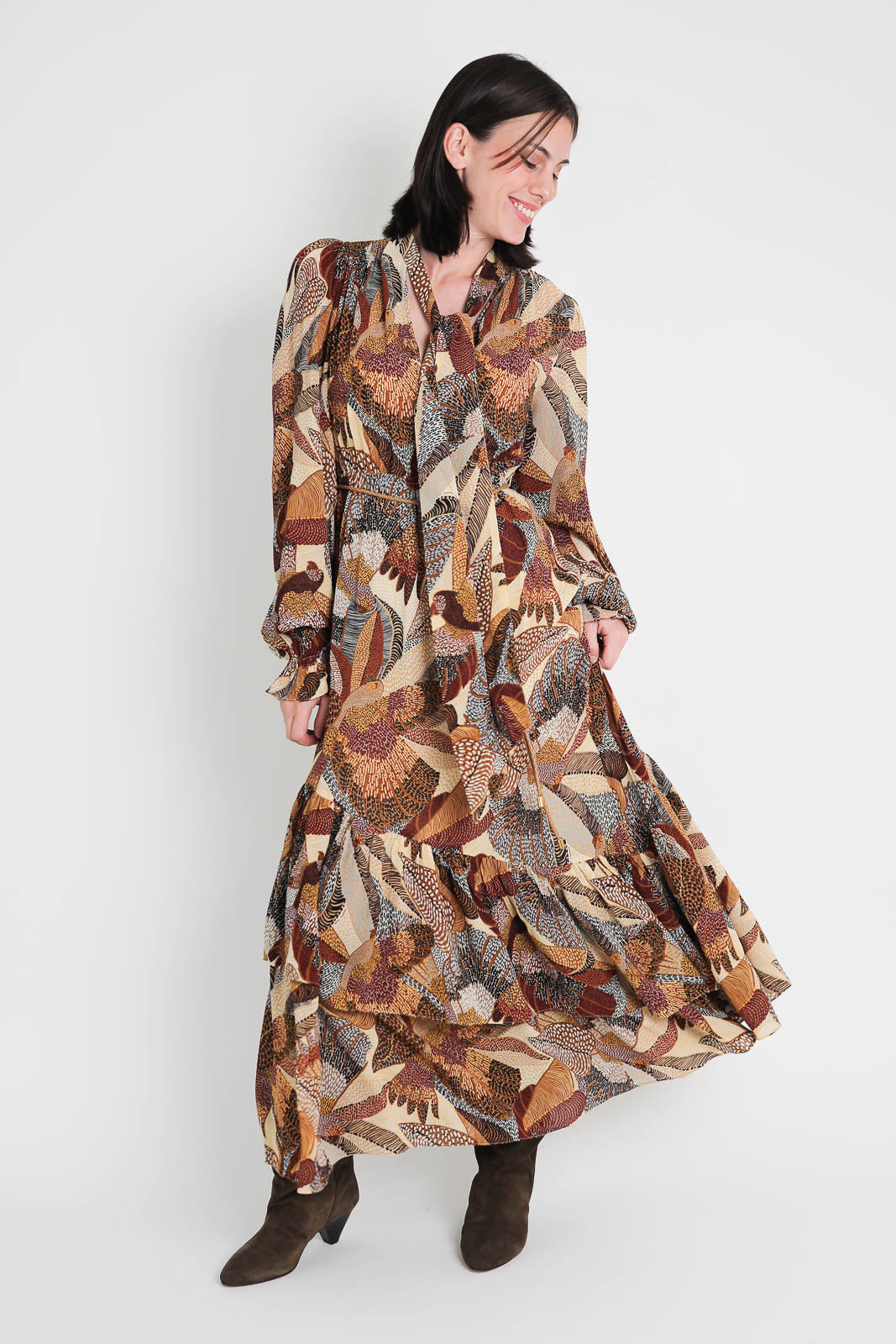 Farm Rio, dress Dotted Macaws in Cream