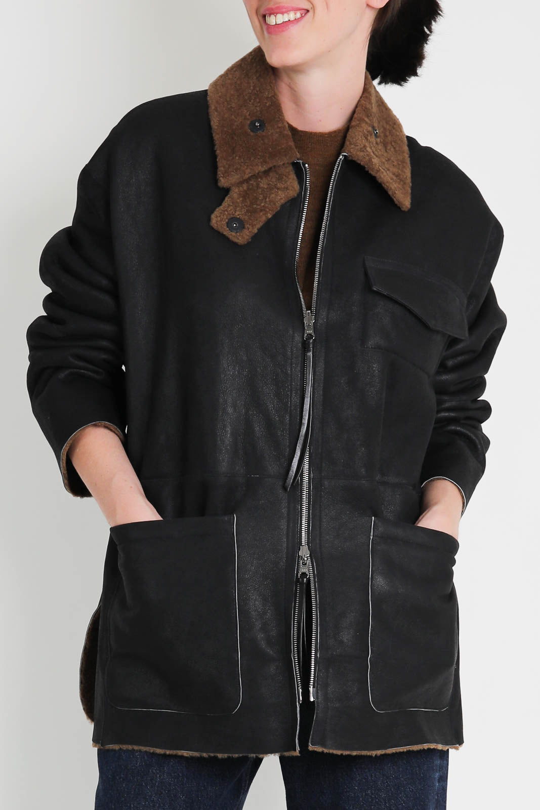 Arden jacket in black / ochre