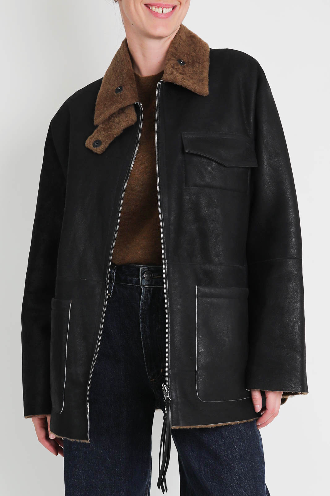 Arden jacket in black / ochre