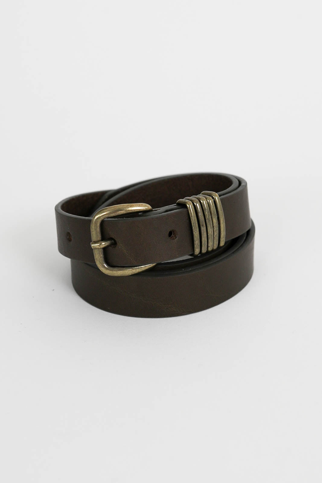 Pomandère, leather belt in khaki