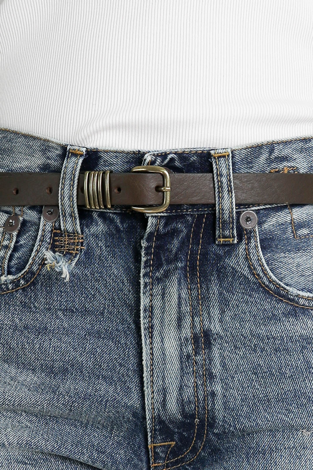 Pomandère, leather belt in khaki