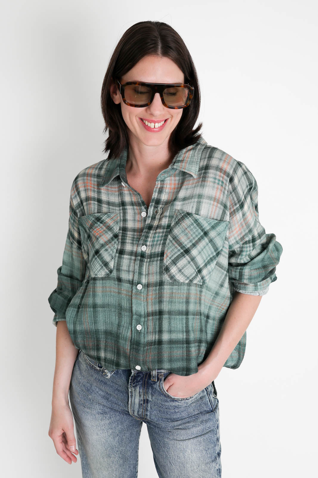 R13, Drop neck blouse in dipped black