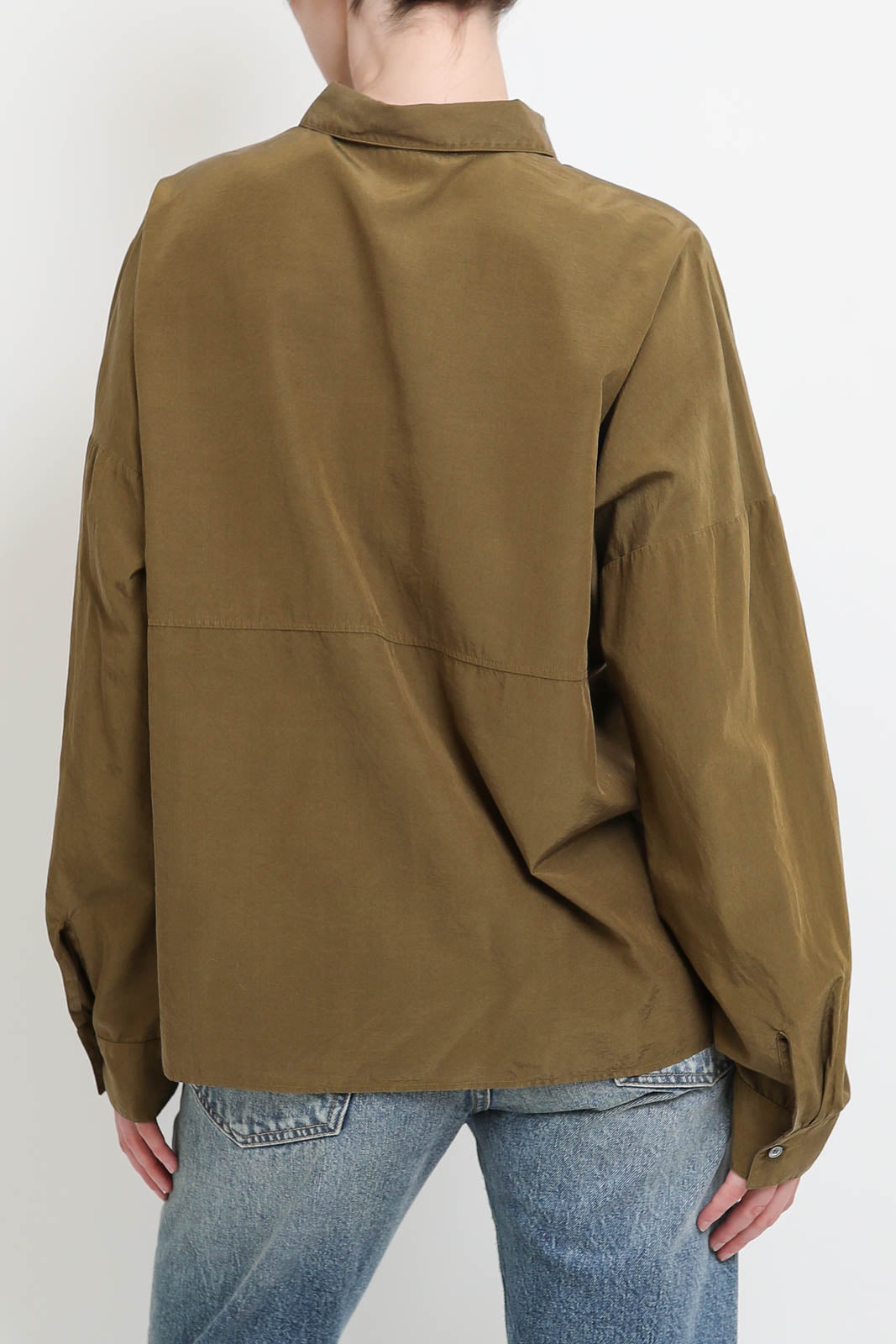 Pomandère, silk blouse in khaki