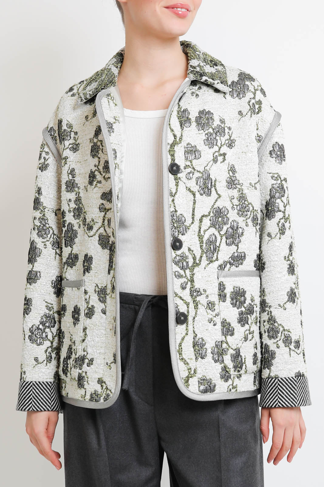 Forte-Forte, La Lune en Fleur jacket in Silvermoon