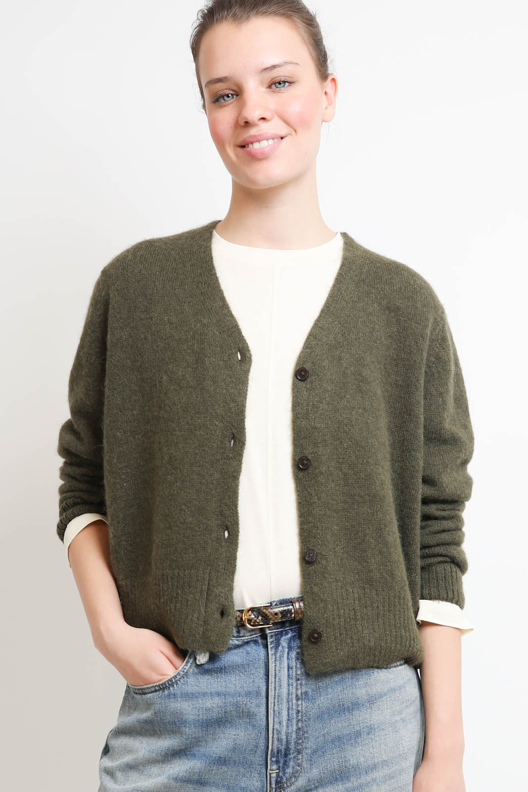 Vestibule, Cardigan V-Neck in Lichen