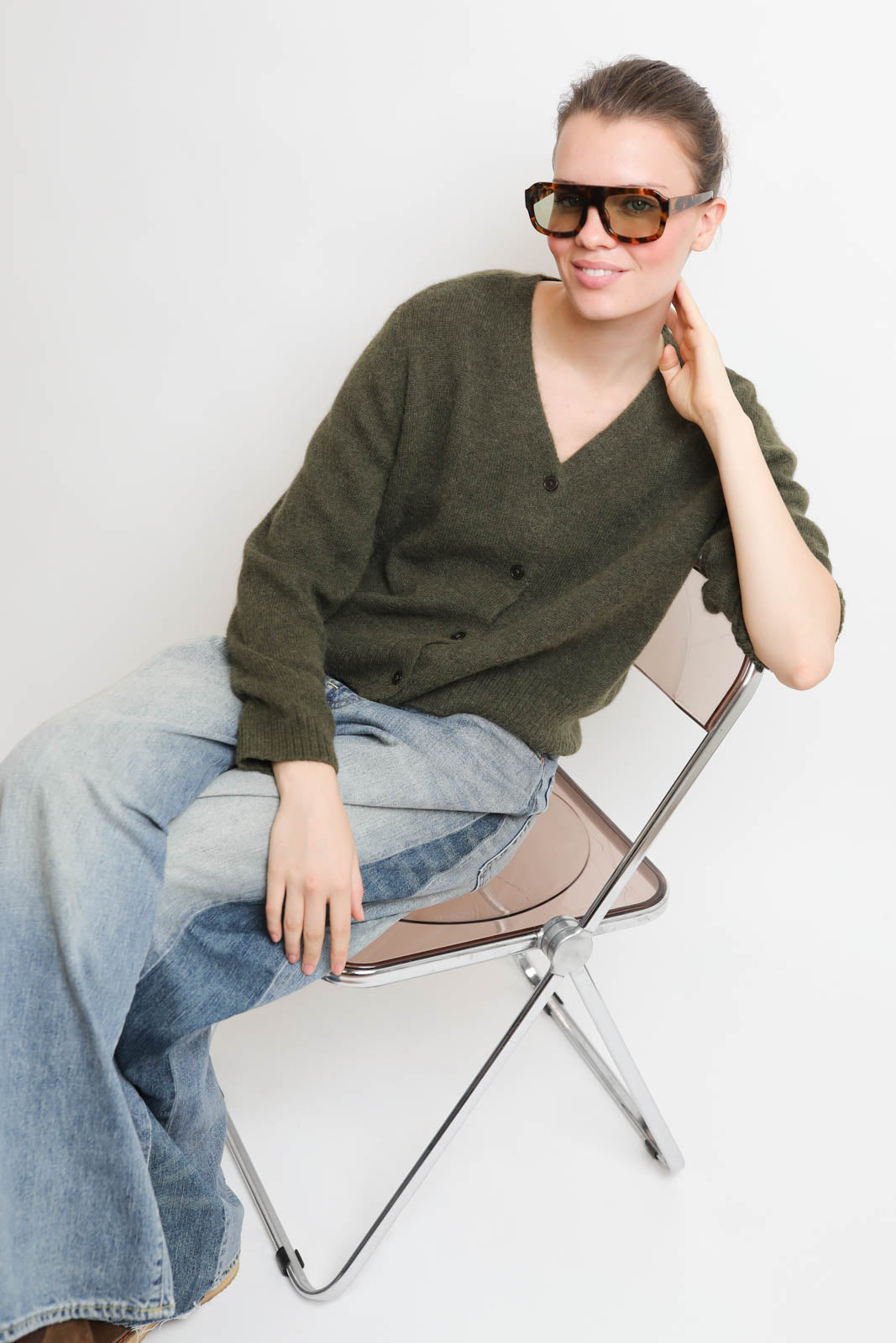 Vestibule, Cardigan V-Neck in Lichen