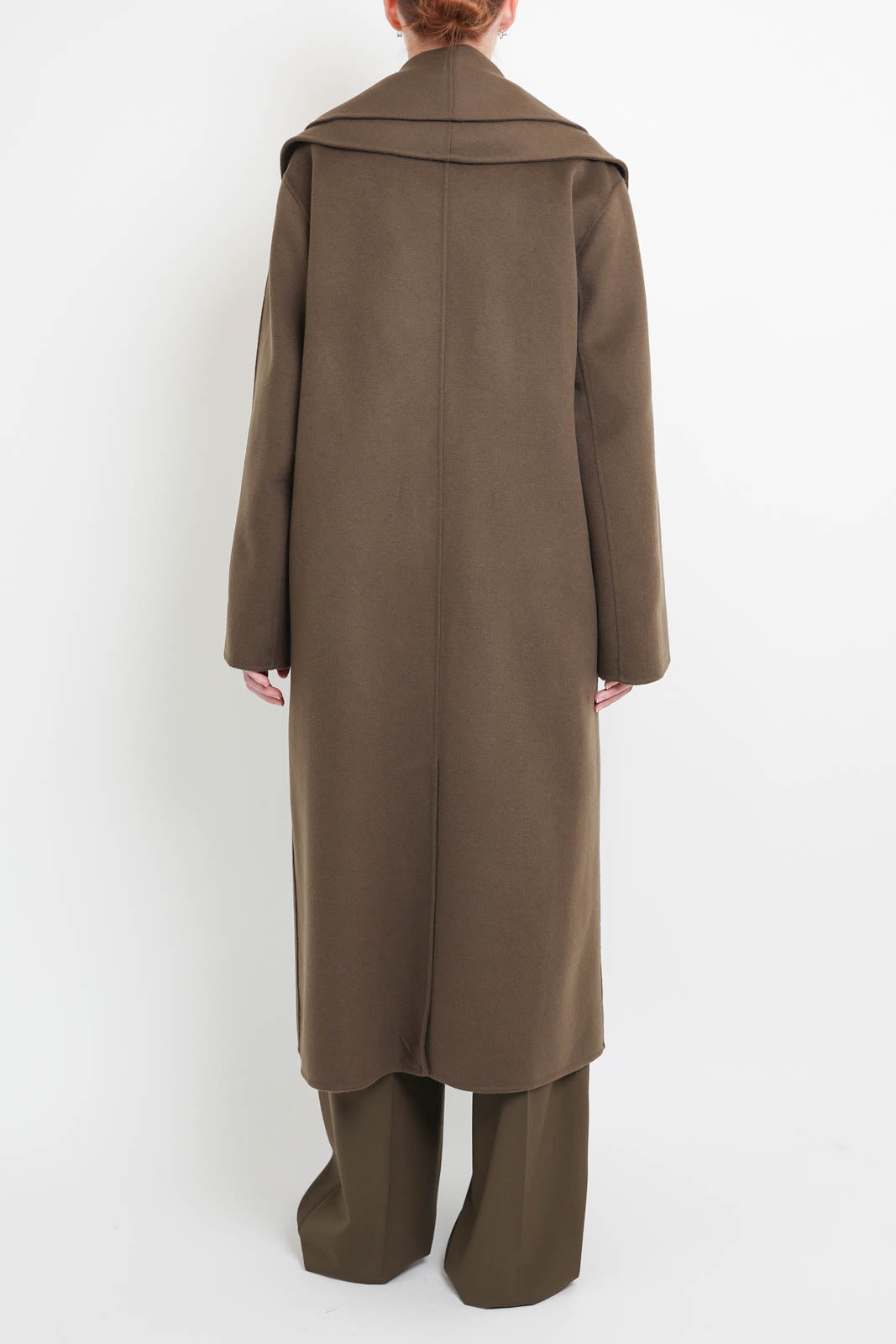 Raw, wool coat in taupe