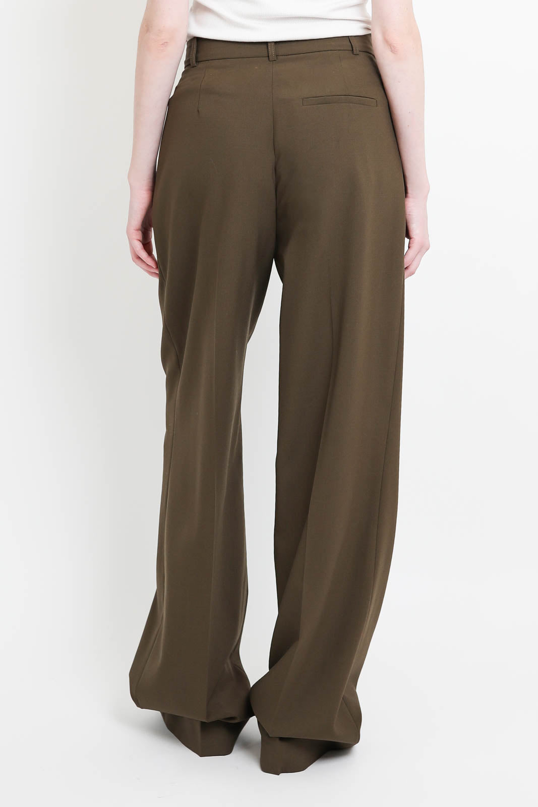 Raw, wool trousers in Forest