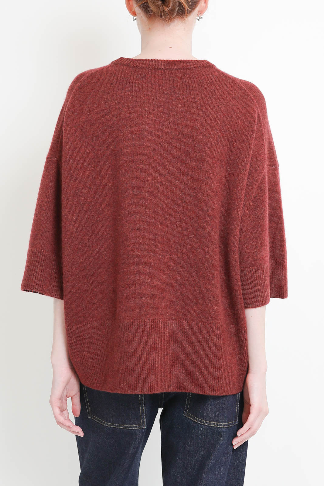 Extreme Cashmere, sweater with short sleeves Sassie in Maroon