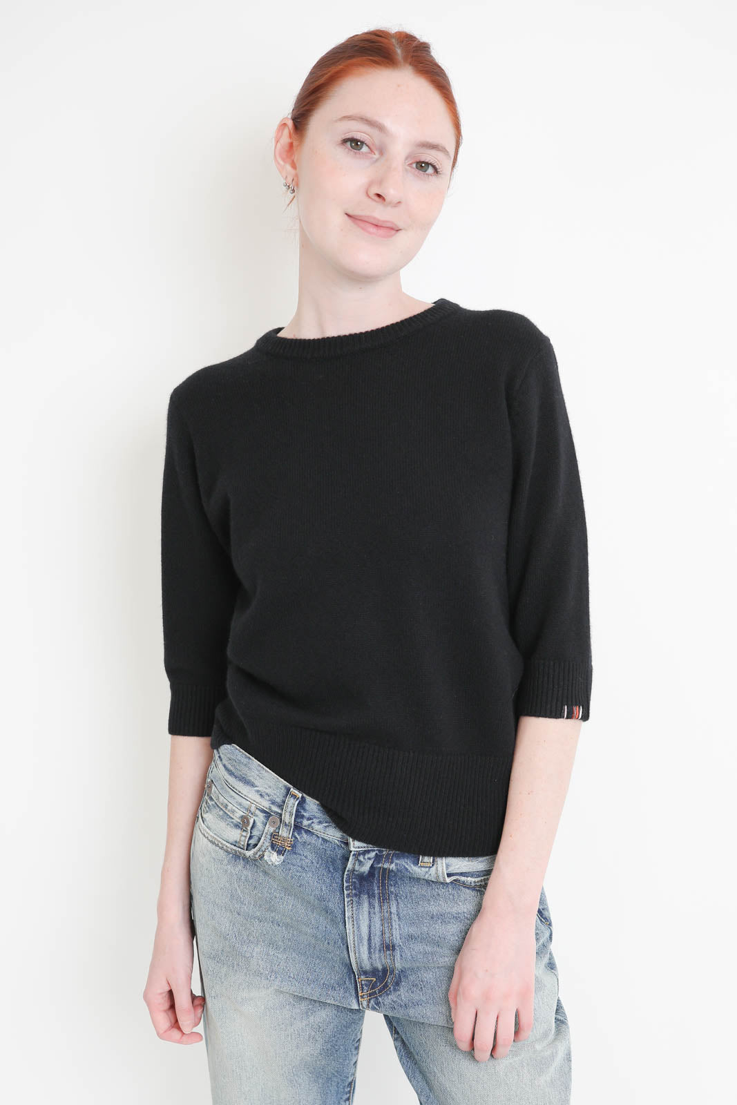 Extreme Cashmere, sweater with short sleeves Well Lamb in Raven