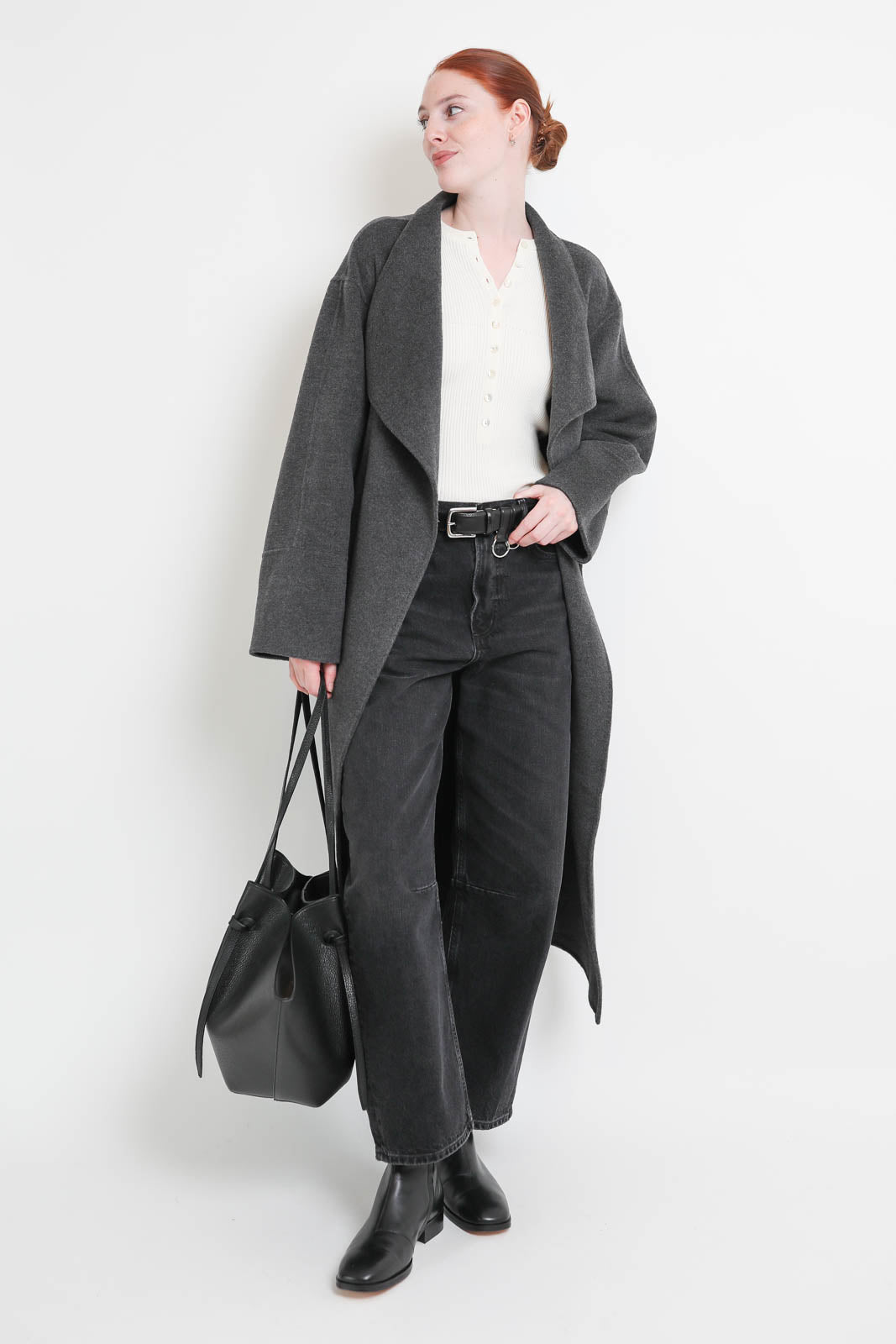 Soft Goat, wool coat in gray