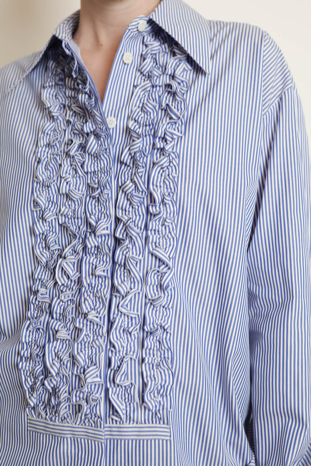 Tibi, Easy Tuxedo blouse in blue multi