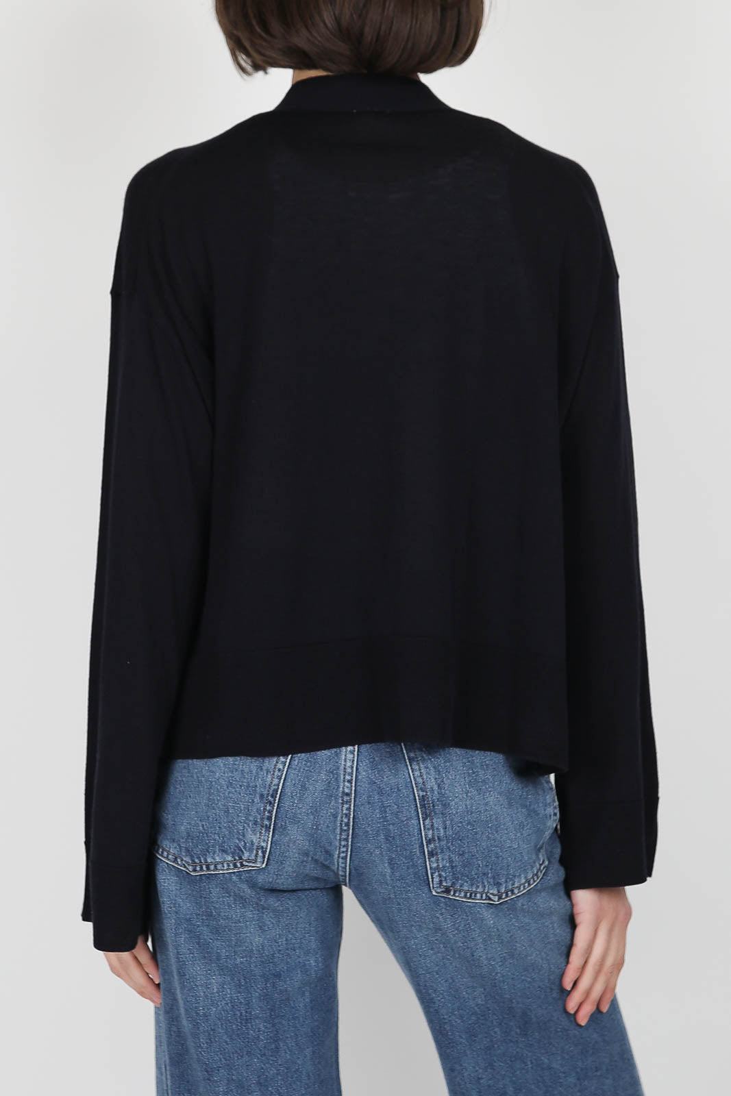 Cardigan with V-neck in B. Navy