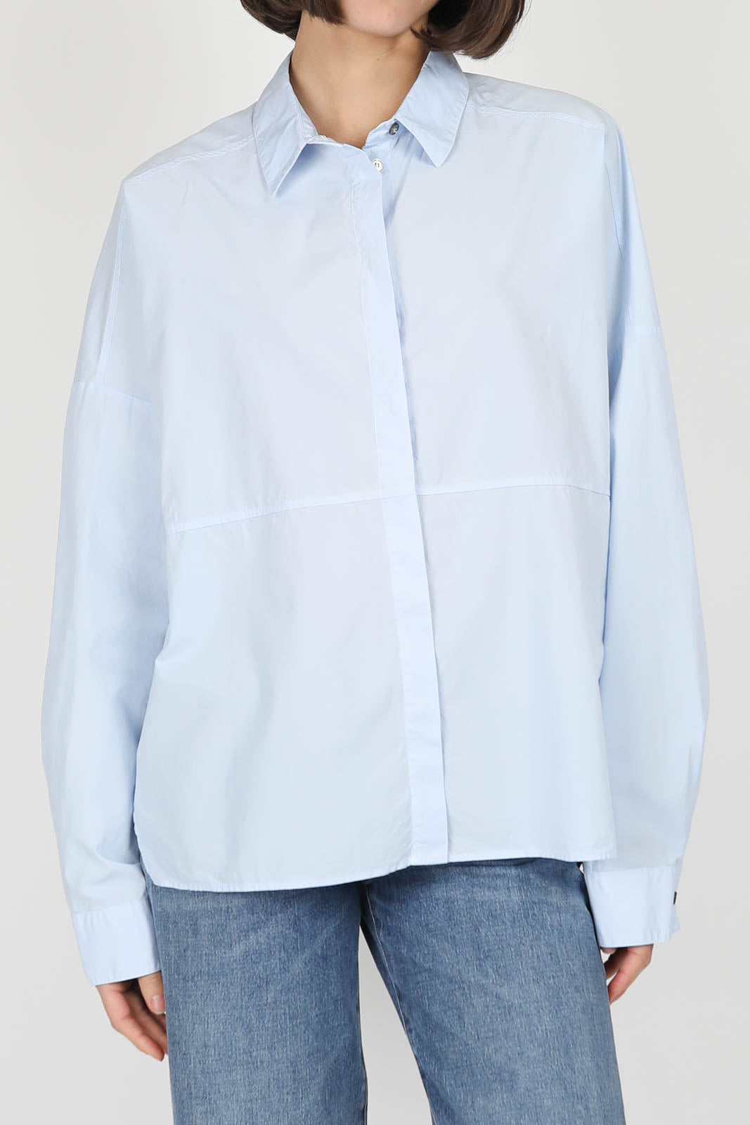 Cotton blouse in sky blue