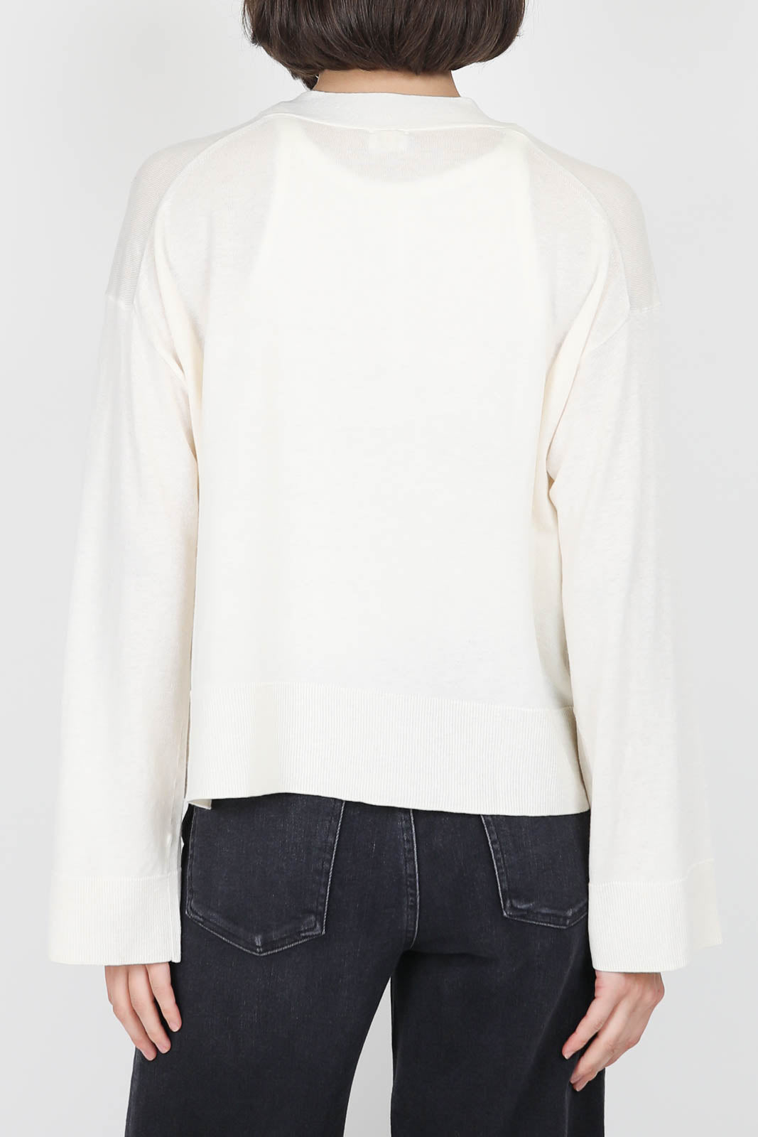 Cardigan with V-neck in white