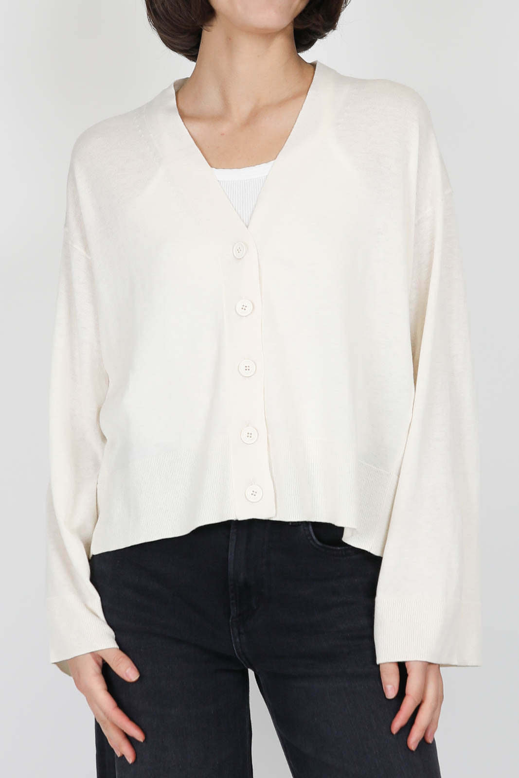 Cardigan with V-neck in white