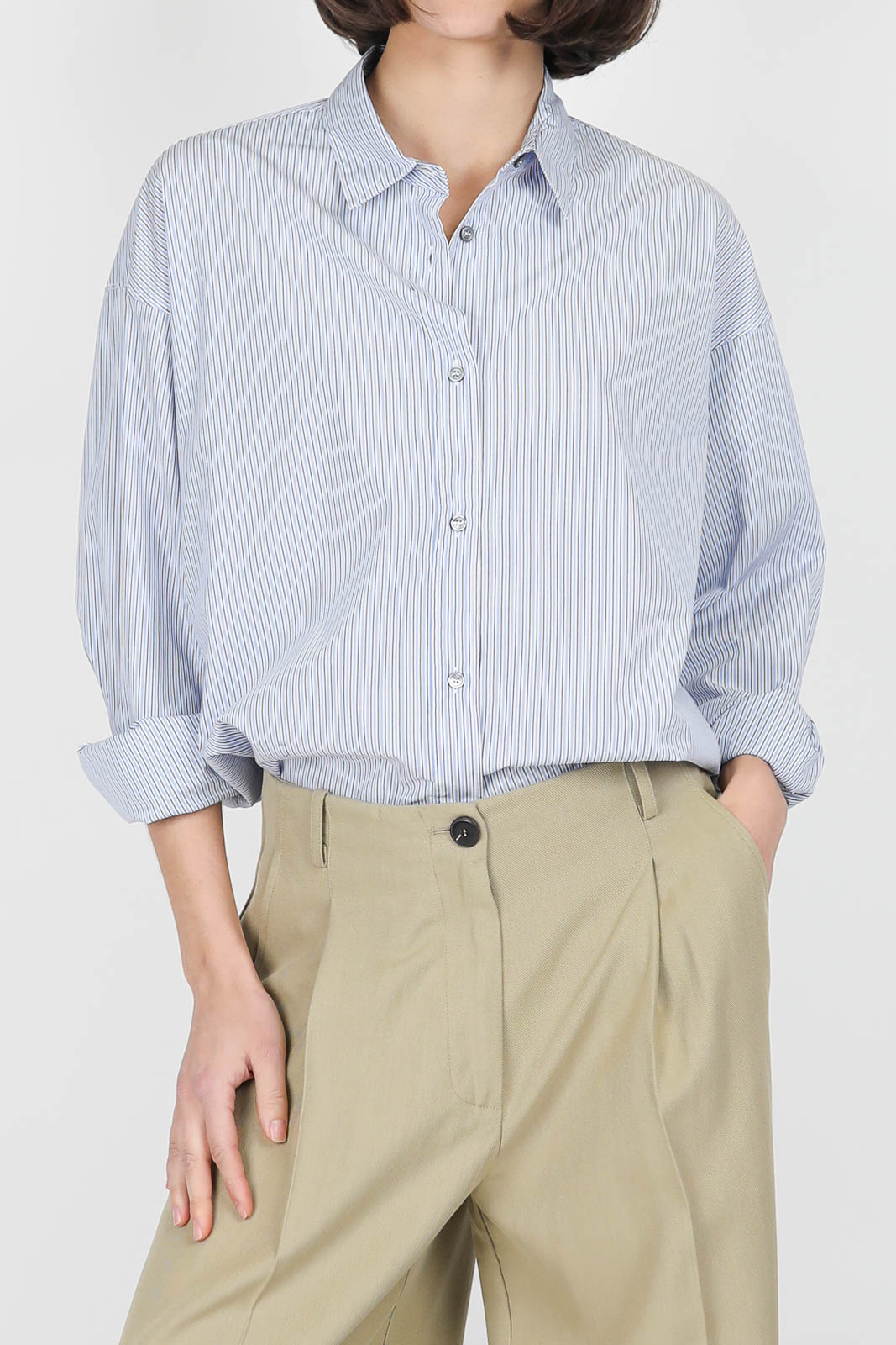 Blouse with stripes in blue