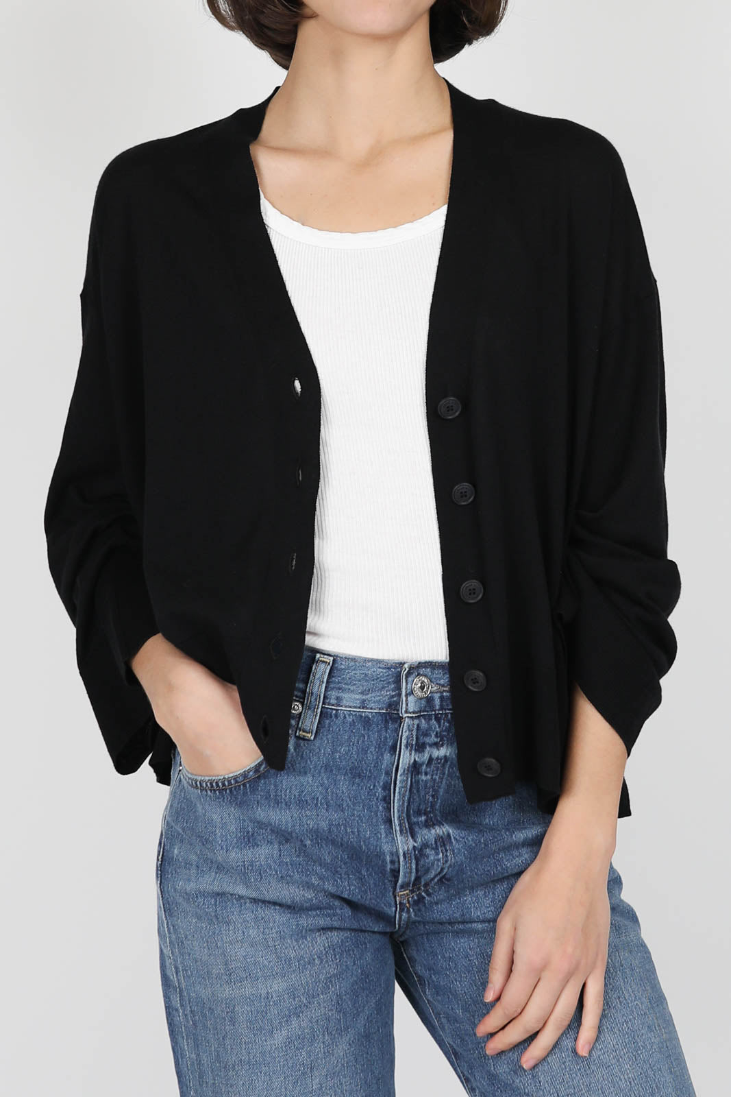 Cardigan with V-neck in black
