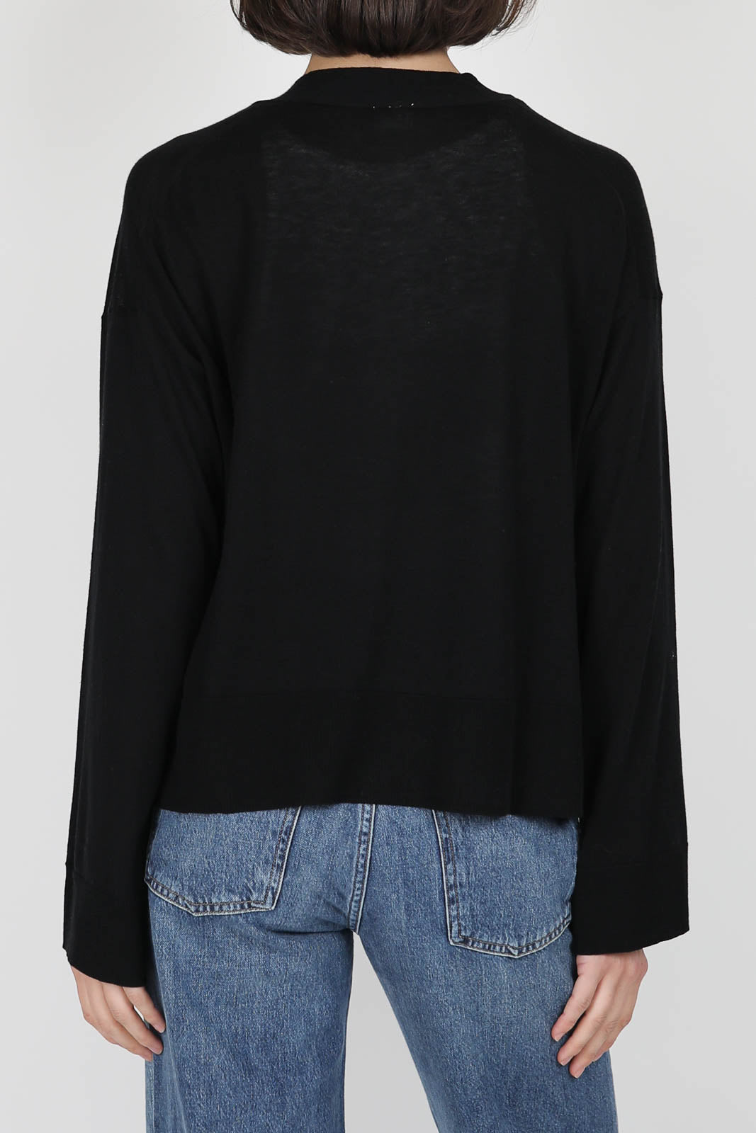 Cardigan with V-neck in black