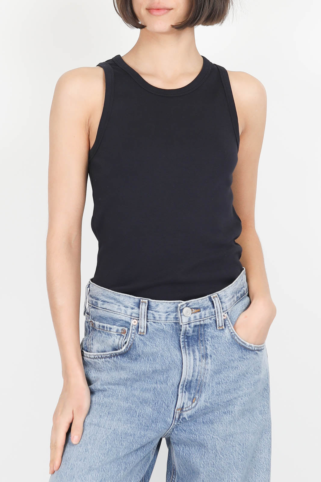 Organic cotton tank top in midnight blue