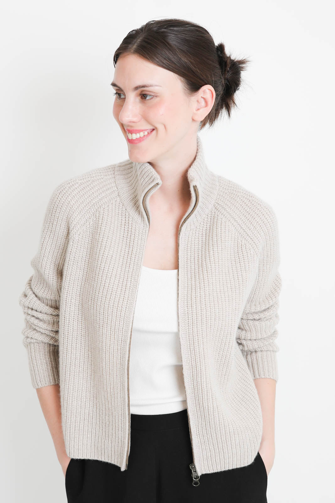 Lisa Yang, Sadie cardigan in sand