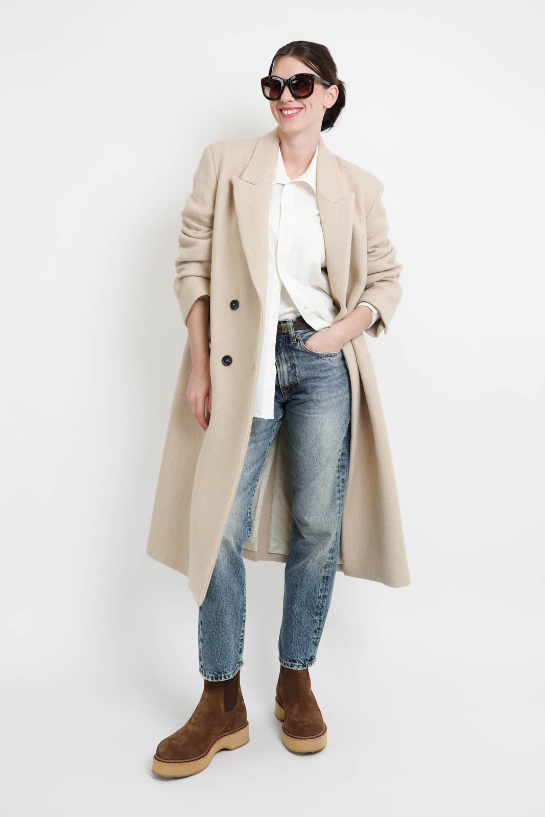 Pomandère, wool coat in vanilla