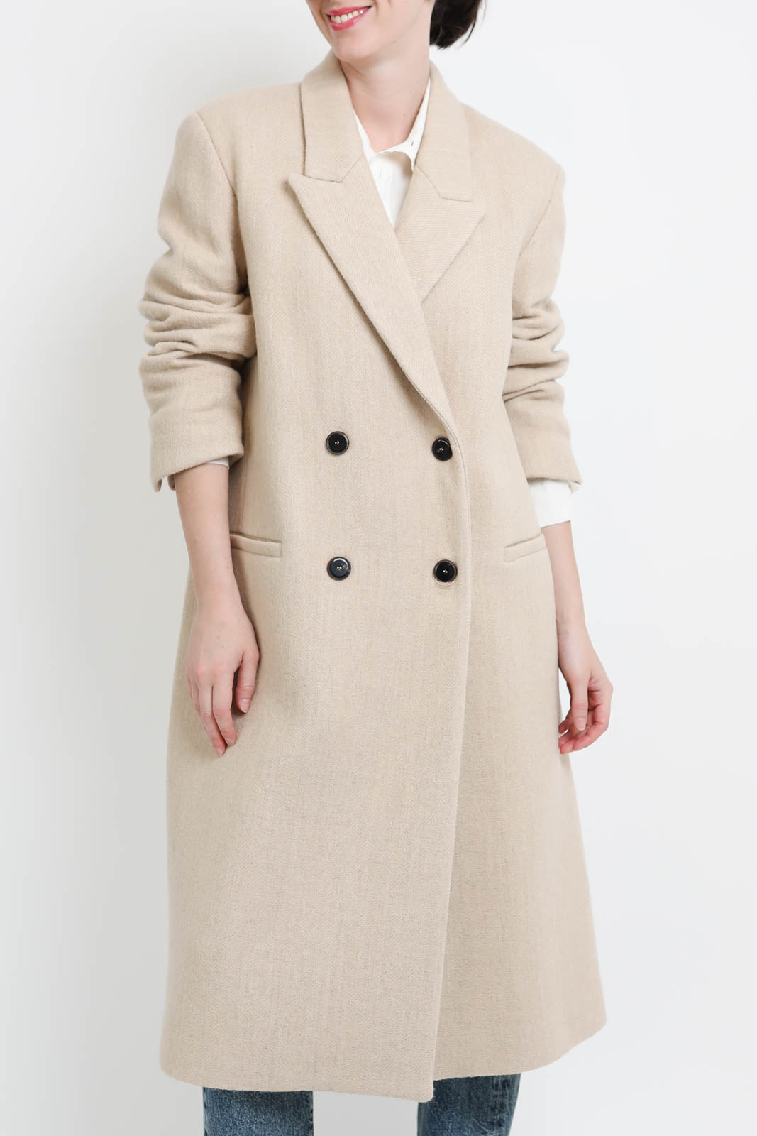 Pomandère, wool coat in vanilla