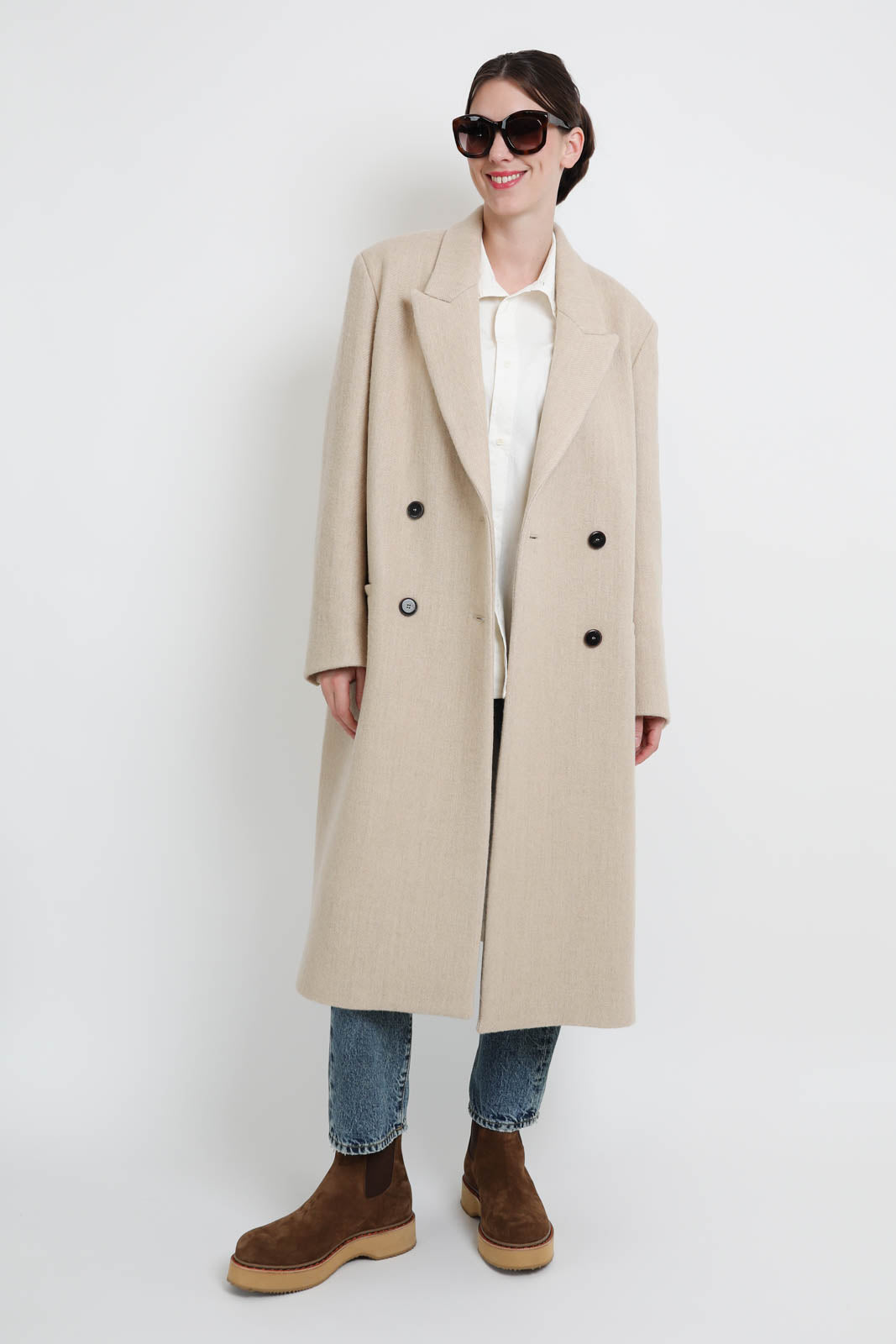 Pomandère, wool coat in vanilla