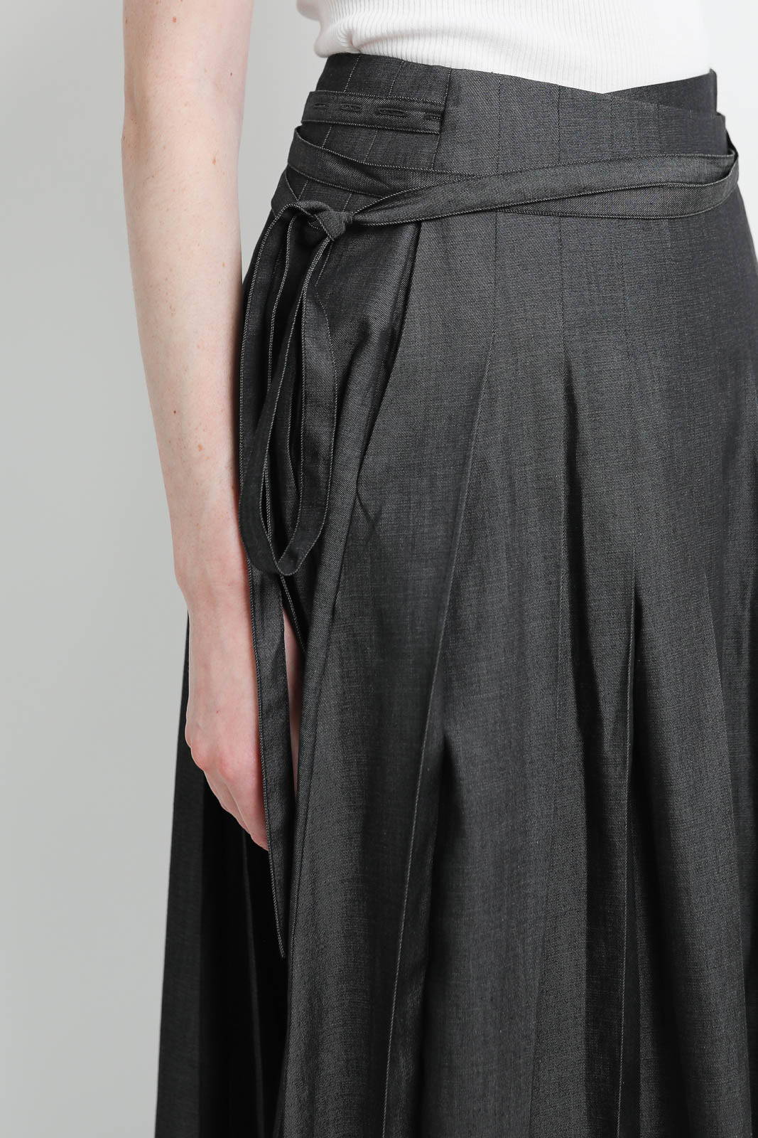 6397, Skirt Wrap Pleat in Raw Denim