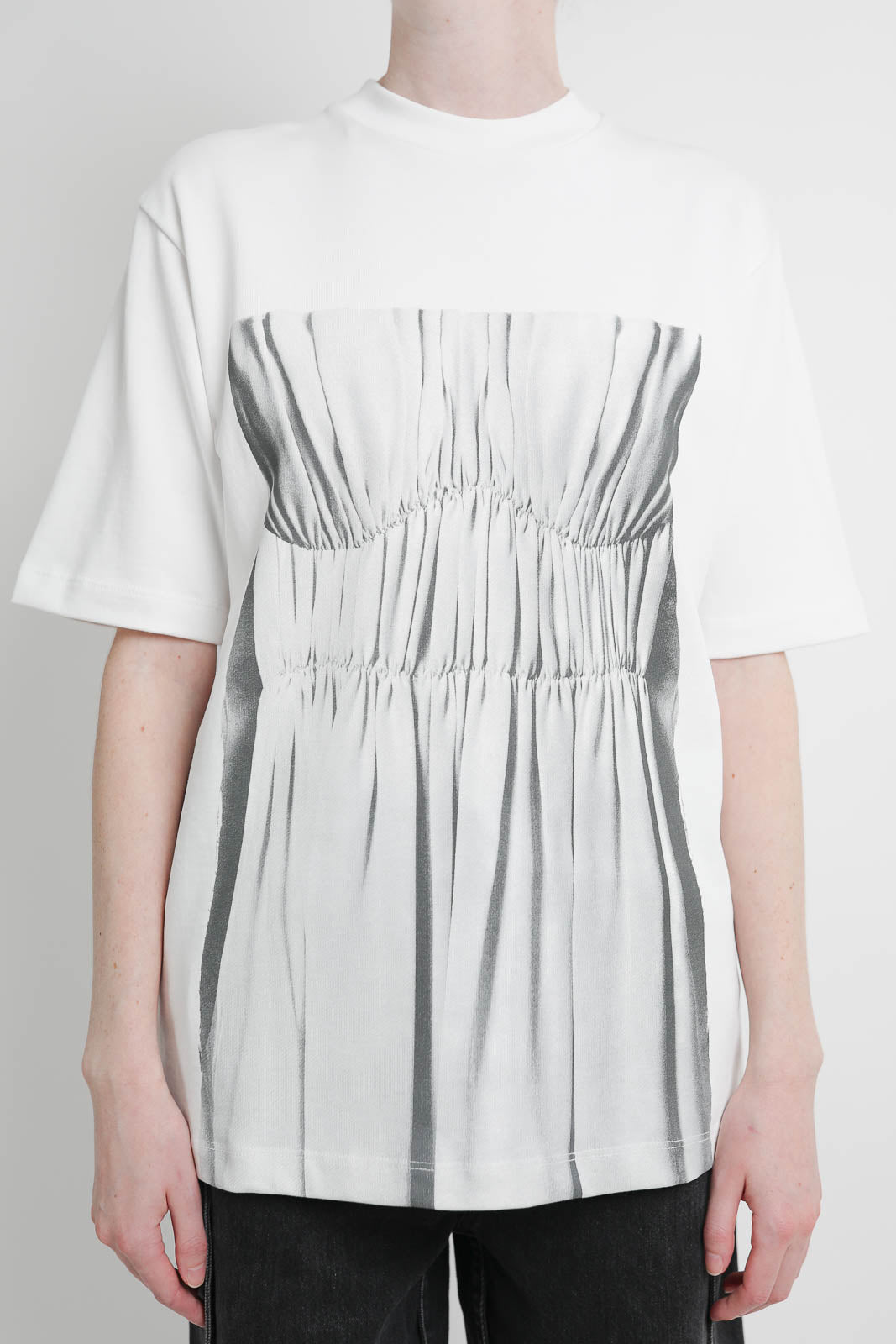 Tibi, T-shirt Trompe Loeil in White Multi