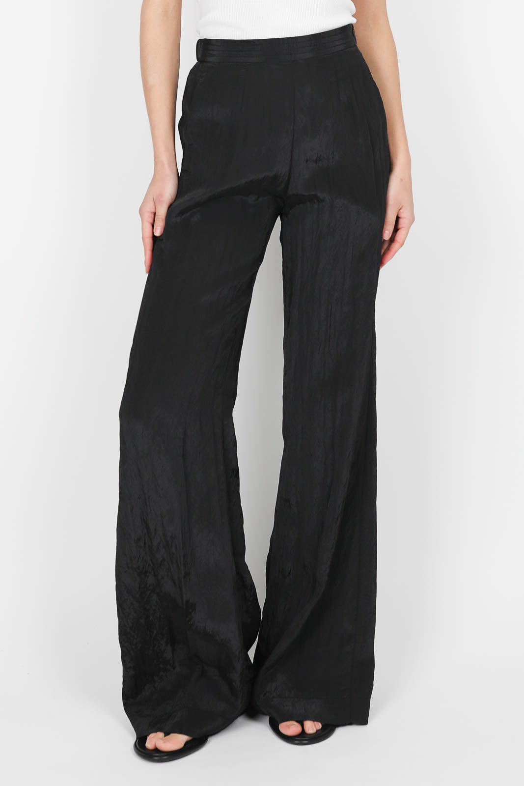 Satin pants in black