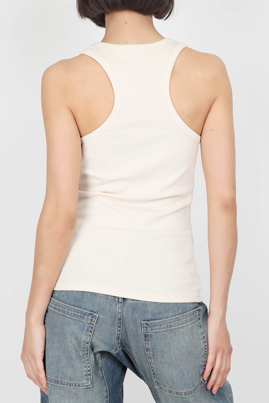 Rib tank top in Ivoire